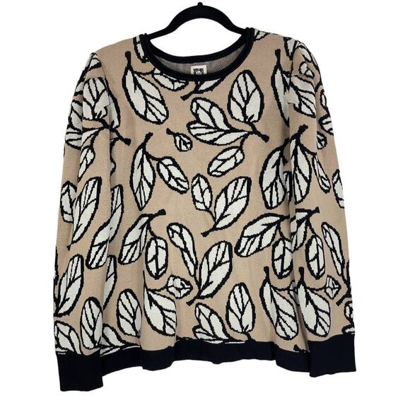 Anne Klein sweater long sleeve Leaf Print jacquard - Picture 2 of 5